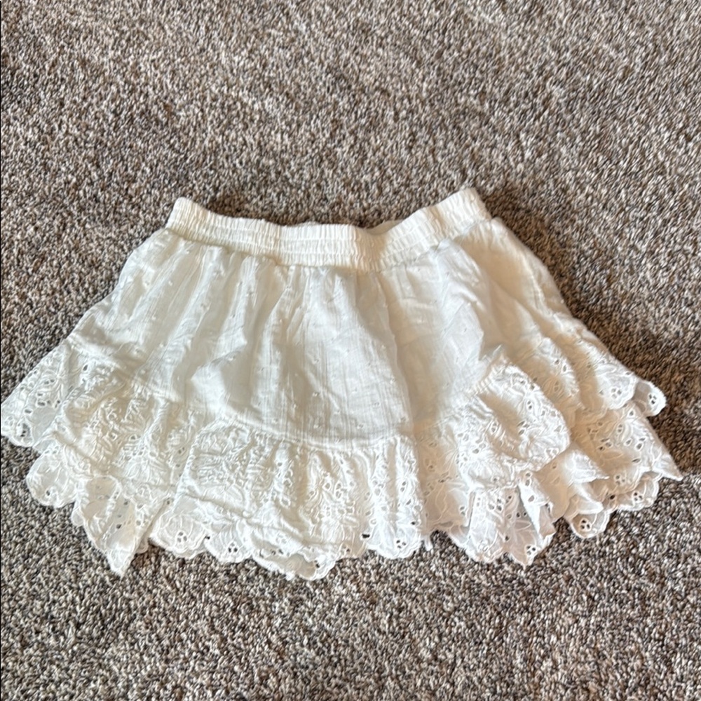 Heartloom White Bubble Mini Skirt with Ruffled Tiers